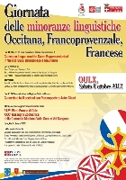 Oulx 6 ottobre: Giornata delle minoranze linguistiche Occitana, Francoprovenzale, Francese.