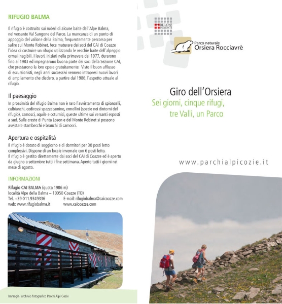 Parco naturale Orsiera Rocciavré. Giro dell'Orsiera - G.O. Six jours, cinq refuges, trois vallées, un Parc
